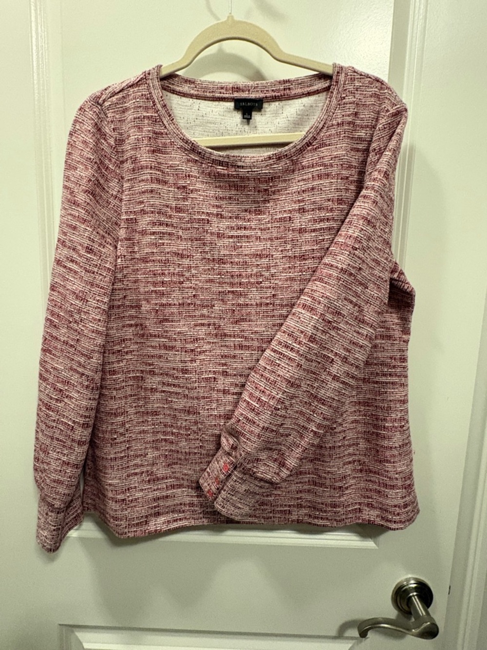 Talbots Heathered Rose-Blend Long Sleeve Scoop Neck Tunic